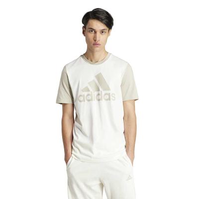 adidas 3-Stripe Fleece T-Shirt - Cream