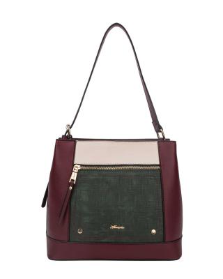 Hampton Dione Colour Block Shoulder Bag - Burgundy