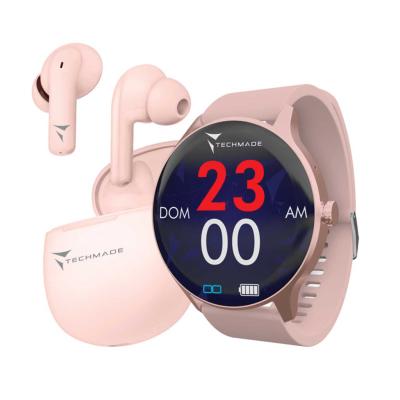 Techmade Dynamic Smart Watch & Ear Buds Set Pink