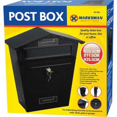 Steel Post Box - Black