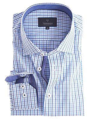 Vedoneire Wrinkle Free Check Shirt Dleet - Blue