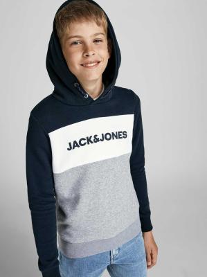 Jack & Jones Logo Blocking Hood - Navy
