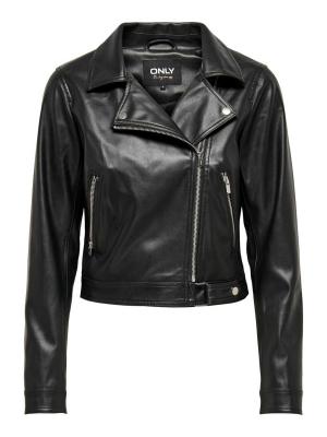 Only Best Faux Leather Biker Jacket Black 