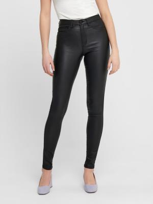 Only Royal High-Waisted Coated Pants - Black
