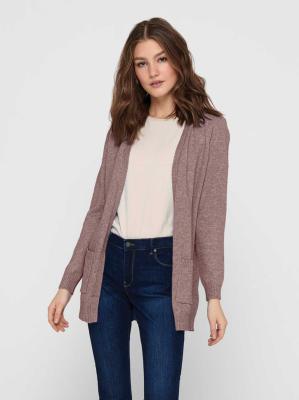 Only Lesly Long Sleeve Open Knit Cardigan - Pink