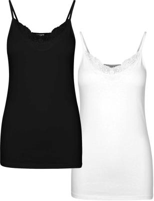 Vero Moda Inge Lace Singlet 2 Pack - Black & White