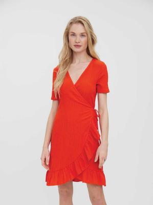 Vero Moda Haya Short Dress - Spicy Orange