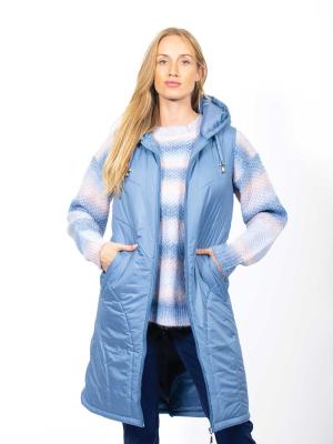 Jessica Graaf Quilted Hooded Long Gilet - Blue