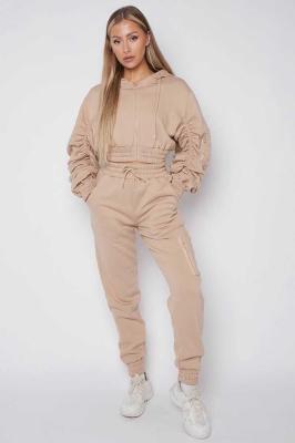 Indy Rouched Sleeve Tracksuit - Beige