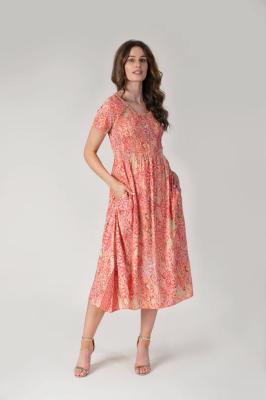 Jessica Graaf Printed Dress with Foil Print - Peach