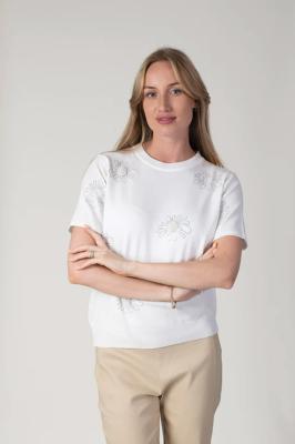 Jessica Graaf Short Sleeve Pearl Flower - Cream