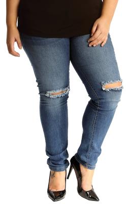 Nouvelle Collection Straight Leg Ripped Jeans - Denim