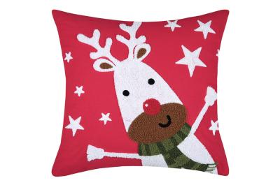 Christmas Red Reindeer Filled Cushion 18x18