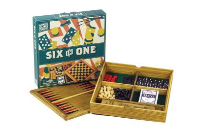 Professor Puzzle Six in One Compendium Wooden Games Set