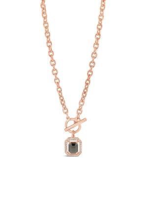 Absolute Short T-Bar Necklace with Rectangular Pendent - Hematite Rose Gold
