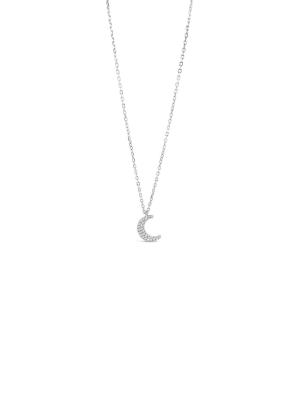 Absolute Half Moon Stone Set Pendant - Sterling Silver 