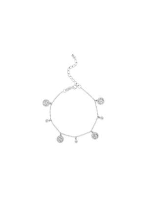 Absolute Halo Stones Charm Bracelet - Sterling Silver 