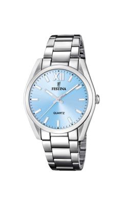 Festina Ladies Silver/Blue Dial Watch with Free Tote Bag