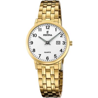 Festina Ladies Gold Numbers Watch with Free Tote Bag