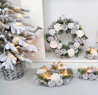 Floral Cone Wreath - White 38cm
