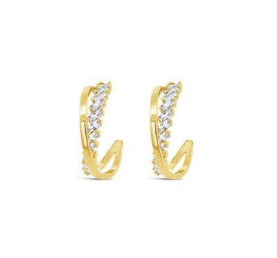 Absolute Half Hoop Earrings with Crystals - Gold 15mm