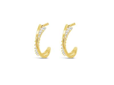 Absolute Half Hoop Earrings with Crystals - Gold 10mm
