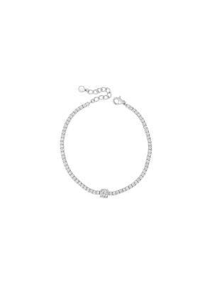 Absolute Tennis Bracelet with Centre Clear Stone - Sterling Silver