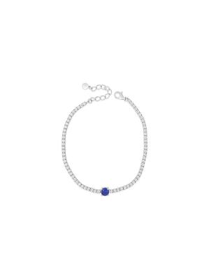 Absolute Tennis Bracelet with Centre Sapphire Stone - Sterling Silver