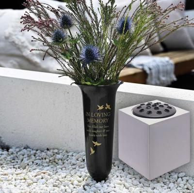 Blank Graveside Flower Pot & Black Vase Set