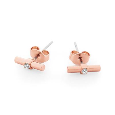 Tipperary Crystal T-Bar Earrings CZ Centre - Rose Gold