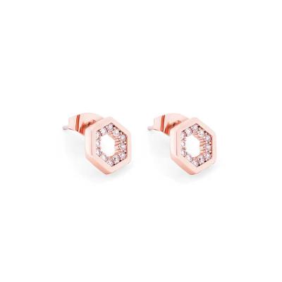 Tipperary Crystal Bee Rose Gold Hexagonal Stud Earrings