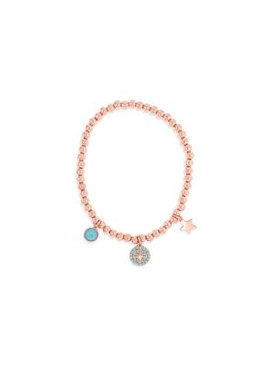 Absolute Beaded Bracelet North Star Charm - Rose/Turquoise