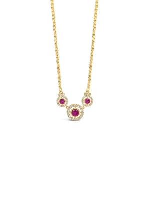 Absolute Triple Halo Necklace - Gold/Pink
