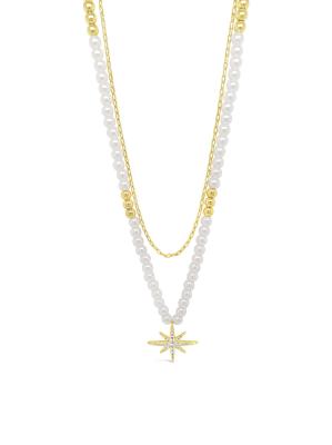 Absolute North Star Necklace - Gold/Pearl