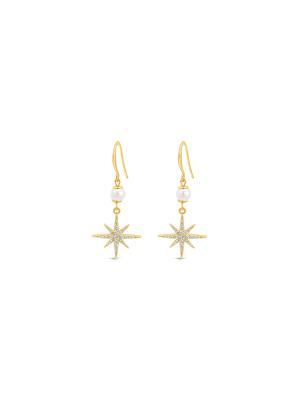Absolute North Star Earrings -  Gold/Pearl